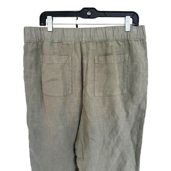 Pure J Jill Sage Green 100% Linen Wide Leg Pull On Pockets Crop Pants Medium M - Picture 5 of 8